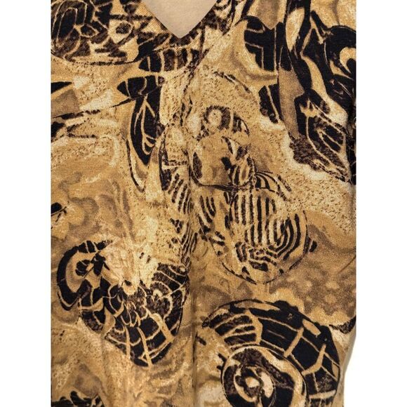 VTG Neiman Marcus Exclusive Brown Black V Neck Pullover Silk Blend Top Sz Medium - Picture 4 of 6